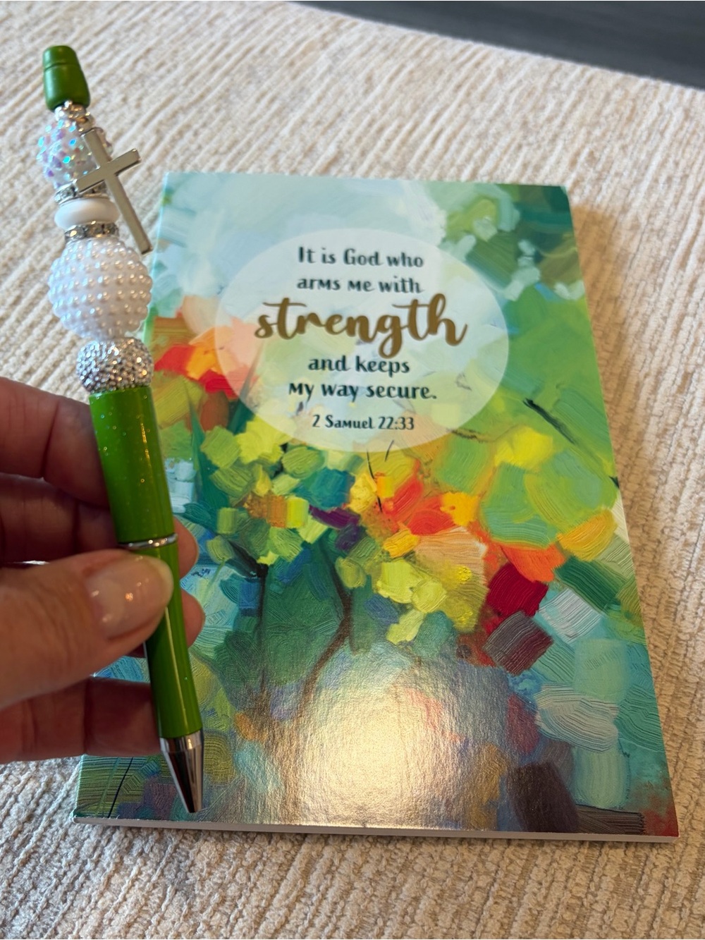 Inspirational Stationary Handmade Writing Pen Set 2 Samuel 22:33 Strength
